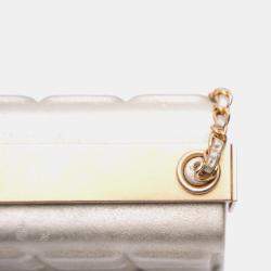 Pre Owned Chanel Gold Chocolate Bar Metallic Lambskin Frame Clutch with Chain