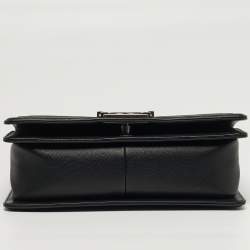 Pre Owned Chanel Boy Medium Black Quilted Caviar Leather Flap Bag