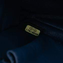 Pre Owned Chanel Blue Large Quilted Denim Boy Flap