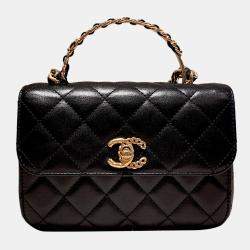 مملوكة مسبقًا Chanel 23B top-handle chain bag black with mixed hardware