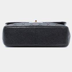 Pre Owned حقيبة شانيل كلاسيكية جامبو كافيار مزدوجة الانغلاق سوداء