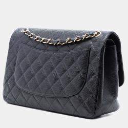 Pre Owned حقيبة شانيل كلاسيكية جامبو كافيار مزدوجة الانغلاق سوداء
