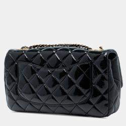 مملوكة مسبقًا شانيل أسود باريس سالزبورغ متوسط جلد ماعز لامع عين رفرف