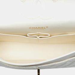 مملوكة مسبقًا Chanel White Medium Classic Caviar Double Flap