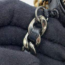 Pre Owned حقيبة شانيل كلاتش دائري جلد أسود مع سلسلة