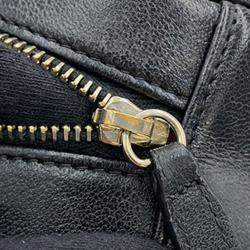 Pre Owned حقيبة شانيل كلاتش دائري جلد أسود مع سلسلة