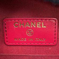 Pre Owned حقيبة شانيل كلاتش دائري جلد أسود مع سلسلة