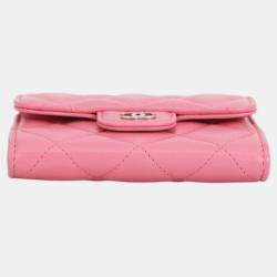 مملوكة مسبقًا Chanel Pink CC Quilted Lambskin Flap Card Holder on Chain