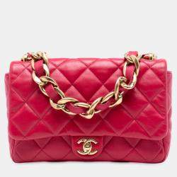 مملوكة مسبقًا Chanel Red Large Quilted Lambskin Funky Town Flap
