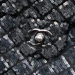 Pre Owned حقيبة شانيل سوداء متوسطة مبطنة من جلد الخراف بترتر وحيدة flap