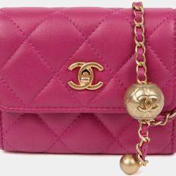 مملوكة مسبقًا Chanel Pearl Crush Mini Pink Leather Chain Shoulder Bag