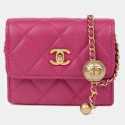 مملوكة مسبقًا Chanel Pearl Crush Mini Pink Leather Chain Shoulder Bag