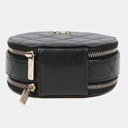 Pre Owned حقيبة شانيل جلد كافيار دائري أسود بيد علوية وحمالة كتف