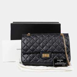 Pre Owned Chanel Reissue Black Leather Shoulder Bag