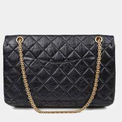 Pre Owned Chanel Reissue Black Leather Shoulder Bag