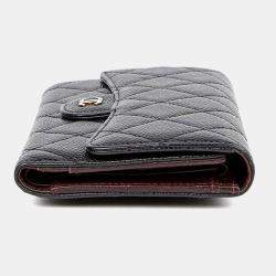 مملوكة مسبقًا محفظة طويلة شانيل جلد كافيار كلاسيكية سوداء