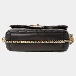 Pre Owned Chanel Chain Around Mini Black Leather Flap Shoulder Bag