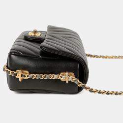Pre Owned Chanel Chain Around Mini Black Leather Flap Shoulder Bag