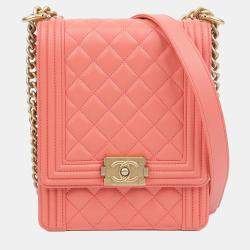 Pre Owned Chanel Boy North South Leather Flap Shoulder Bag