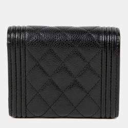 مملوكة مسبقًا Chanel Boy Black Caviar Leather Wallet