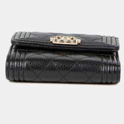 مملوكة مسبقًا Chanel Boy Black Caviar Leather Wallet