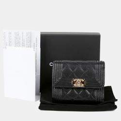 مملوكة مسبقًا Chanel Boy Black Caviar Leather Wallet