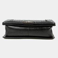 Pre Owned حقيبة شانيل بوي كتف متوسطة سوداء من الجلد