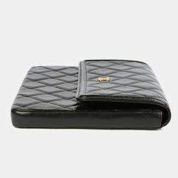 مملوكة مسبقًا حقيبة كلتش شانيل كلاسيكية جلد أسود