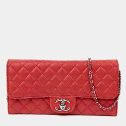 مملوكة مسبقًا Chanel CC Logo Flap Red Caviar Leather Wallet on Chain Bag