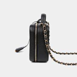 مملوكة مسبقًا حقيبة يد توتس شانيل كافيار جلد أسود ميديوم