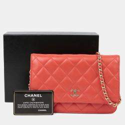 Pre Owned محفظة بسلسلة شانيل جلد كافيار بيضاء