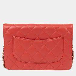 Pre Owned محفظة بسلسلة شانيل جلد كافيار بيضاء