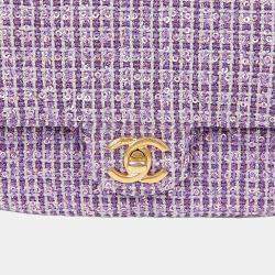 مملوكة مسبقًا Chanel CC Logo Small Purple Tweed Top Handle Shoulder Bag