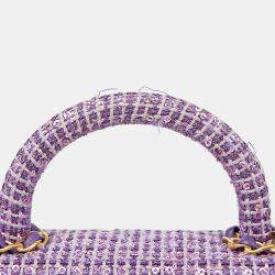 مملوكة مسبقًا Chanel CC Logo Small Purple Tweed Top Handle Shoulder Bag