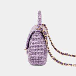 مملوكة مسبقًا Chanel CC Logo Small Purple Tweed Top Handle Shoulder Bag