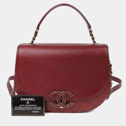 مملوكة مسبقًا حقيبة شانيل كوكو كيرف جلد أحمر مقبض علوي كروس بودي