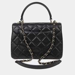 Pre Owned حقيبة شانيل تريندي سي سي صغيرة سوداء جلدية بيد علوية وكتفية