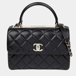 Pre Owned حقيبة شانيل تريندي سي سي صغيرة سوداء جلدية بيد علوية وكتفية