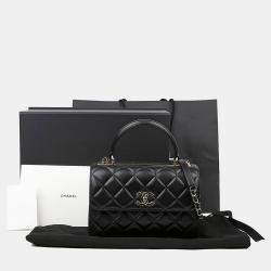 Pre Owned حقيبة شانيل تريندي سي سي صغيرة سوداء جلدية بيد علوية وكتفية