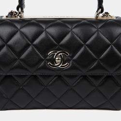 Pre Owned حقيبة شانيل تريندي سي سي صغيرة سوداء جلدية بيد علوية وكتفية