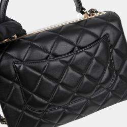 Pre Owned حقيبة شانيل تريندي سي سي صغيرة سوداء جلدية بيد علوية وكتفية