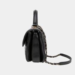 Pre Owned حقيبة شانيل تريندي سي سي صغيرة سوداء جلدية بيد علوية وكتفية