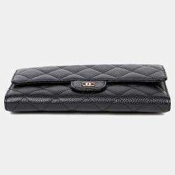 مملوكة مسبقًا Chanel Classic Black Caviar Leather Long Wallet