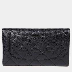 مملوكة مسبقًا Chanel Classic Black Caviar Leather Long Wallet