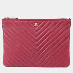 مملوكة مسبقًا Chanel Classic New Medium Red Leather Clutch