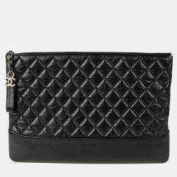 مملوكة مسبقًا Chanel Gabrielle Large Black Leather Clutch