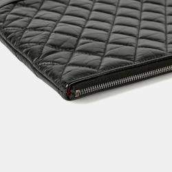 Pre Owned حقيبة كلتش شانيل كبيرة جلد أسود غابرييل