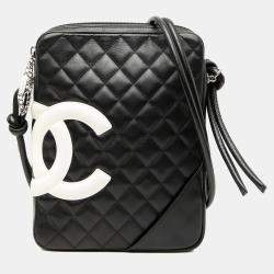 Pre Owned Chanel Black Quilted Lambskin Cambon Ligne Crossbody