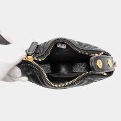 Pre Owned حقيبة شانيل حول السلسلة جلد خاروف مبطن صغيرة سوداء