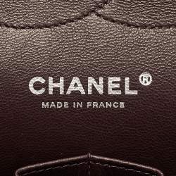 Pre Owned Chanel Classic Double Flap Jumbo Plum Quilted Leather Shoulder Bag